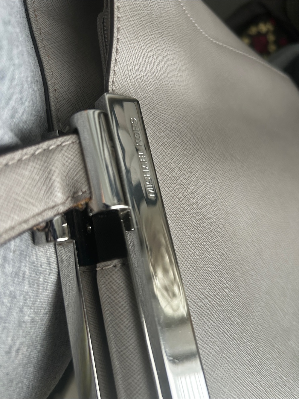 Michael Kors Taupe Gray Leather Shoulder Bag - Picture 11 of 16